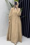 Müslin Elbise Tesettür Giyim Camel