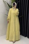 Müslin Elbise Tesettür Giyim Sarı