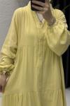 Müslin Elbise Tesettür Giyim Sarı