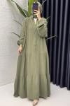 Müslin Elbise Tesettür Giyim Haki