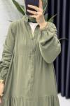 Müslin Elbise Tesettür Giyim Haki