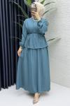 Nagehan Etekli Takım Tesettür Giyim  Turkuaz