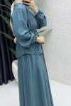 Nagehan Etekli Takım Tesettür Giyim  Turkuaz