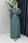 Narin Tesettür Elbise Zümrüt