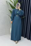 Narin Tesettür Elbise Petrol Yeşili