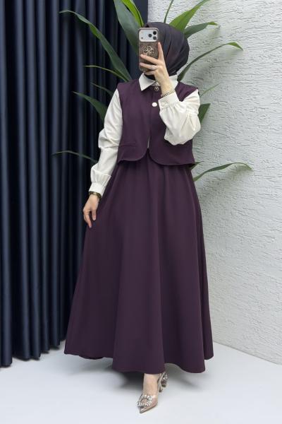 Nazlı Elbise Tesettür Giyim  Mürdüm