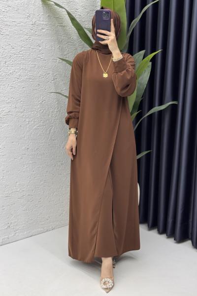 Neslişah Takım Tesettür Giyim Kahverengi