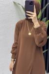 Neslişah Takım Tesettür Giyim Kahverengi