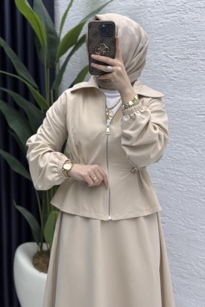 Nilay Etekli Takım Tesettür Giyim  Taş Rengi