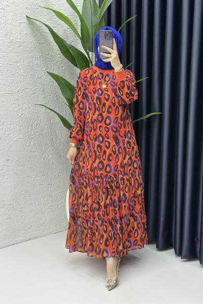 Nilüfer Tesettür Elbise Kiremit