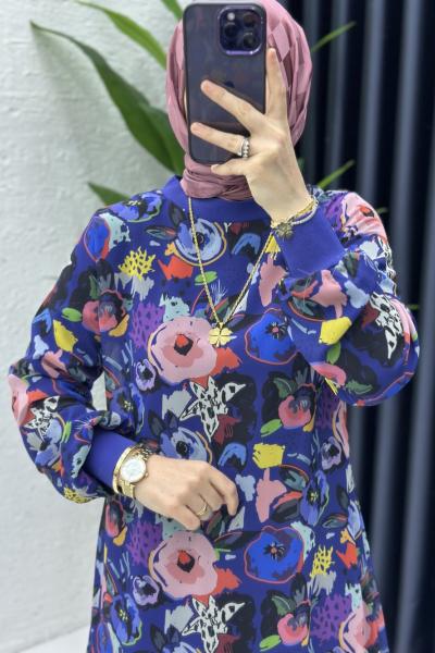 Nilüfer Tesettür Elbise Lacivert