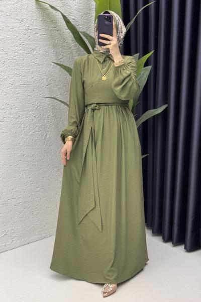 Öykü Elbise Tesettür Giyim Haki