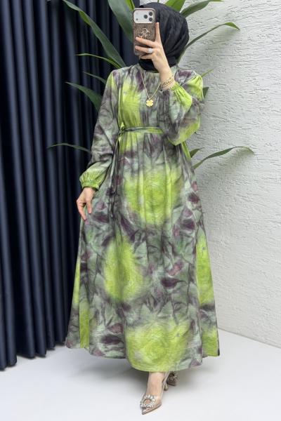 Pare Elbise Tesettür Giyim  Yeşil