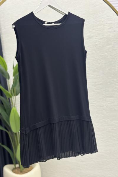 Piliseli İçlik Tunik Siyah