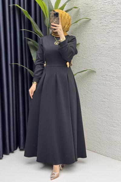 Piraye Elbise Tesettür Giyim  Siyah