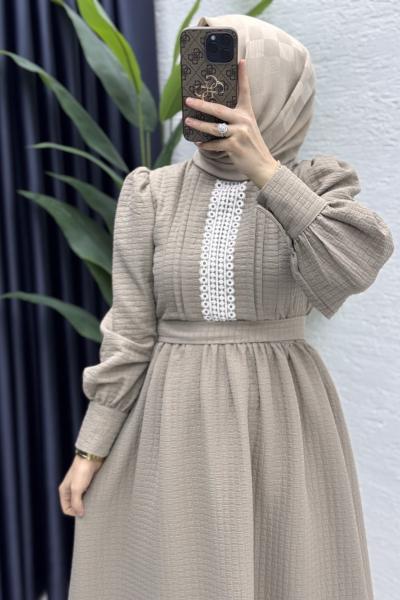 Prenses Elbise Tesettür Giyim  Vizon