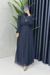 Rabia Tesettür Elbise Lacivert