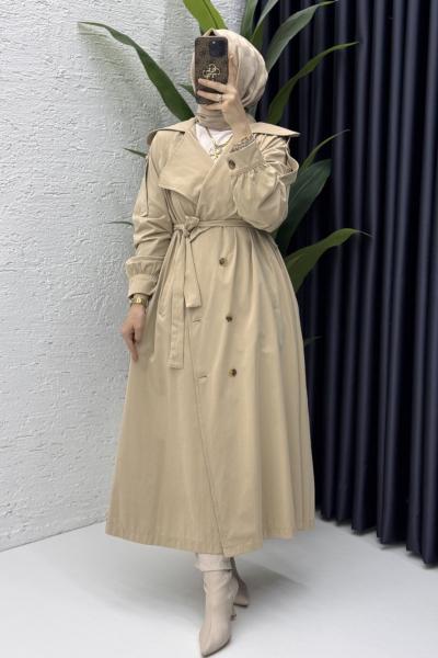 Rabia Trench Tesettür Giyim  Taş Rengi
