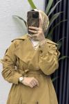 Rabia Trench Tesettür Giyim  Koyu Camel