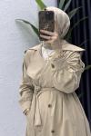Rabia Trench Tesettür Giyim  Taş Rengi