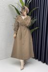 Rabia Trench Tesettür Giyim  Koyu Vizon