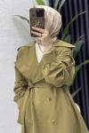 Rabia Trench Tesettür Giyim  Zeytuni