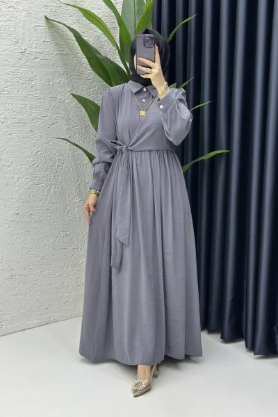 Sadem Tesettür Elbise Antrasit