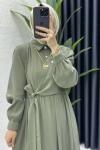 Sadem Tesettür Elbise Haki