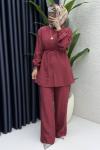 Şehnaz Pantolon Takım  Bordo