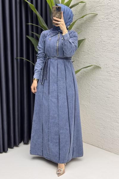 Şeniz Kot Elbise Tesettür Giyim Mavi