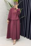 Sezin Etekli Takım Tesettür Giyim Bordo