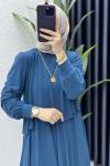 Şimal Elbise Tesettür Giyim Petrol Mavisi