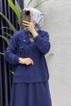 Simla Etekli Takım Tesettür Giyim  Lacivert