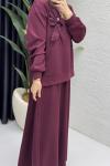 Simla Etekli Takım Tesettür Giyim  Bordo