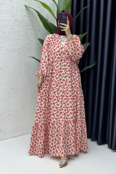 Tanem Elbise Tesettür Giyim Kırmızı