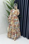 Yaprak Elbise Kahverengi