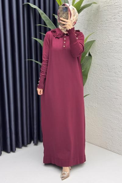 Yasmin Elbise Tesettür Giyim Bordo