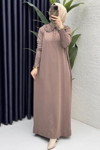 Yasmin Elbise Tesettür Giyim Vizon