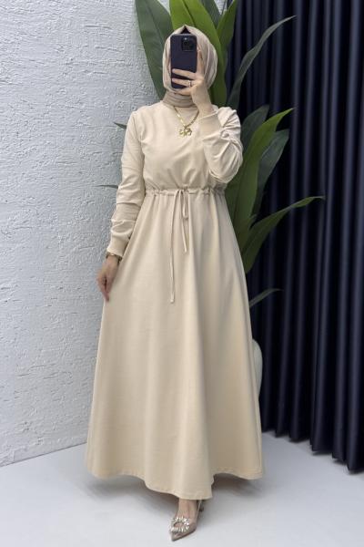 Yüsra Elbise Tesettür Giyim  Taş Rengi