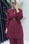 Zennup Pantalonlu Takım Tesettür Giyim  Bordo