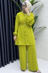 Zennup Pantalonlu Takım Tesettür Giyim Yağ Yeşili