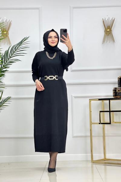 ESRİN TRİKO ELBİSE-SİYAH