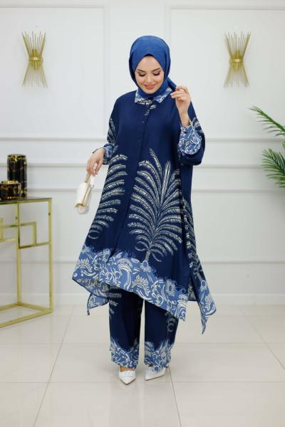 GAMZE VİSKON ELBİSE-LACİVERT