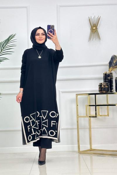 GÖZDE TRİKO TUNİK-SİYAH