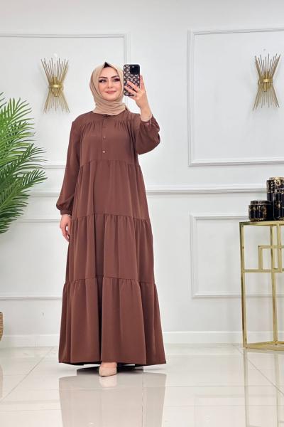 SEVİM ELBİSE - KAHVERENGİ