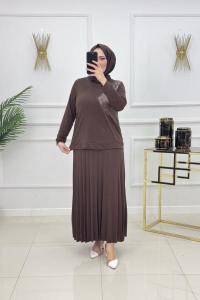 MERİÇ ETEKLİ TAKIM-KAHVERENGİ