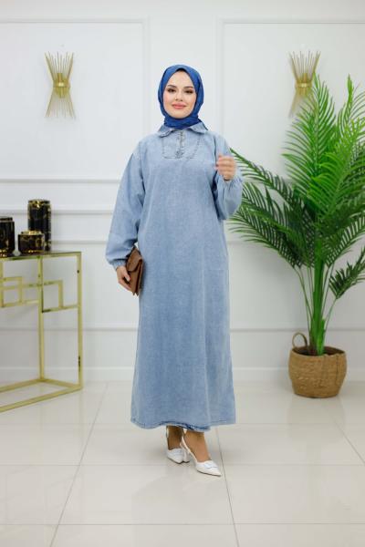 NUR DENİM ELBİSE - MAVİ