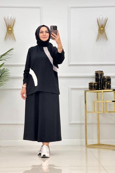 ŞİMAY ETEKLİ TAKIM-SİYAH