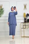 SİMAY ETEKLİ TAKIM-İNDİGO MAVİ
