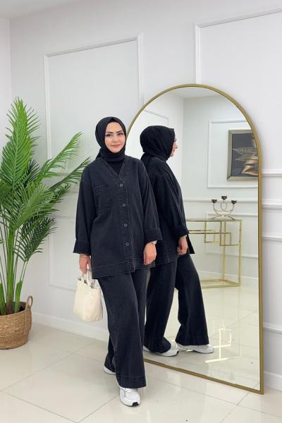 VOQA DENİM TAKIM-SİYAH
